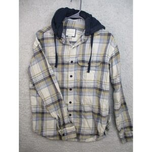 American Eagle Flannel Shirt XS Super Soft Plaid Hoodie Button Up Long Sleeve